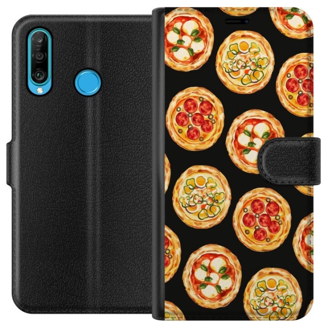 Wallet case for Huawei P30 lite with Pizza design