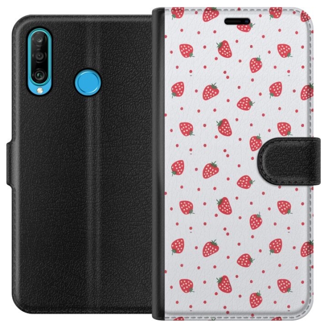 Wallet case for Huawei P30 lite with Strawberries design