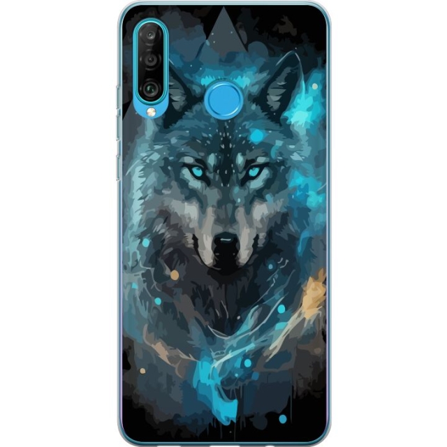 Mobile case for Huawei P30 lite with Wolf design