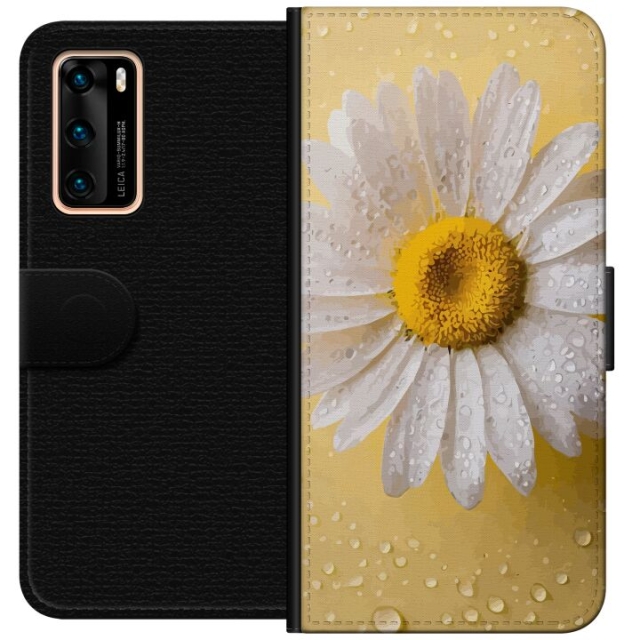 Wallet case for Huawei P40 with Porslinsblomma design