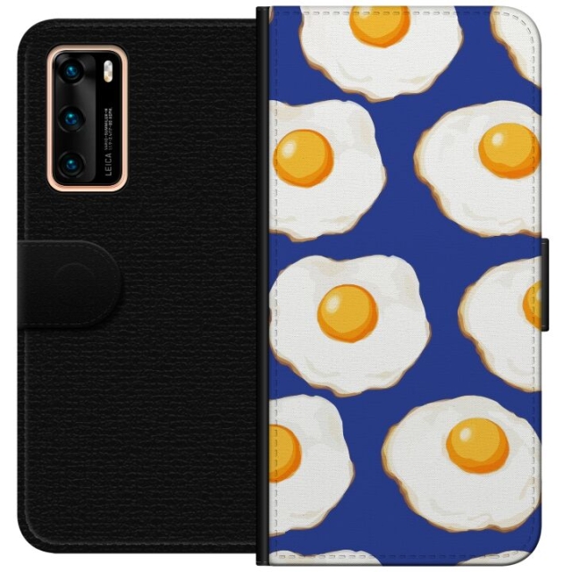 Wallet case for Huawei P40 with Fried eggs design