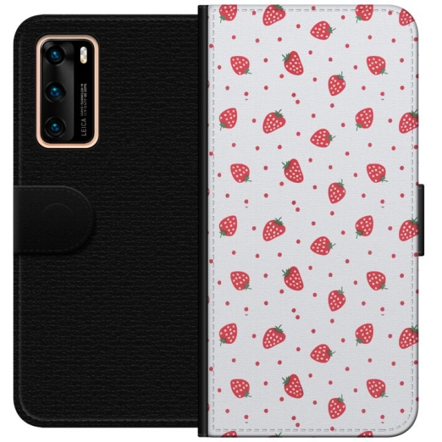 Wallet case for Huawei P40 with Strawberries design