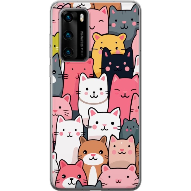 Mobile case for Huawei P40 with Cat pattern design