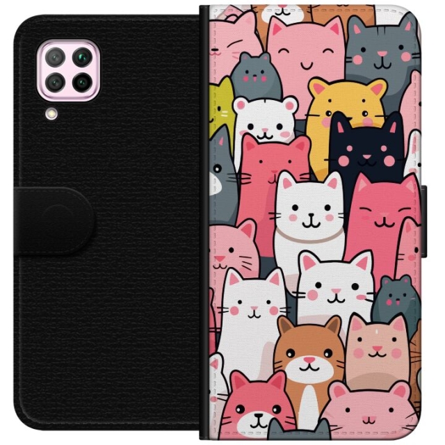 Wallet case for Huawei P40 lite with Cat pattern design