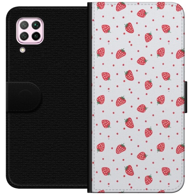 Wallet case for Huawei P40 lite with Strawberries design
