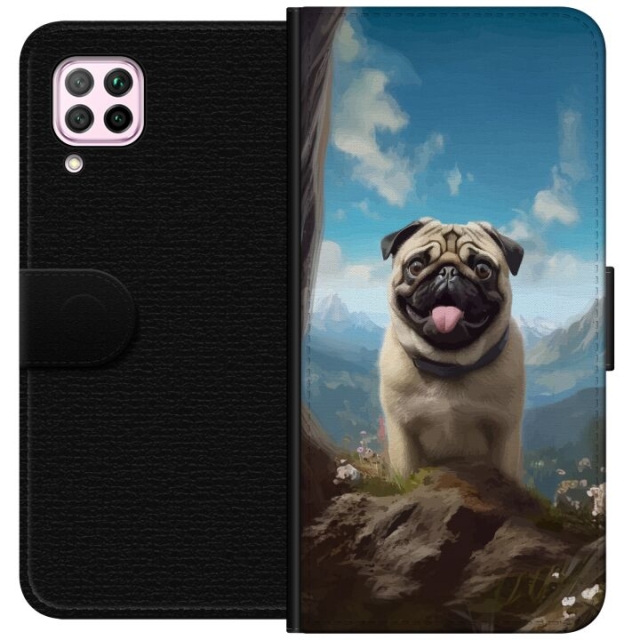 Wallet case for Huawei P40 lite with Happy Dog design