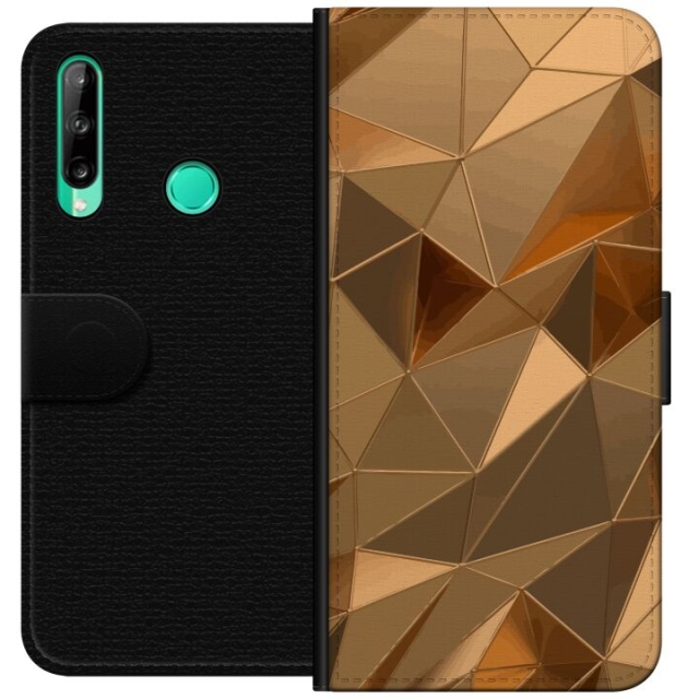 Wallet case for Huawei P40 lite E with 3D Gold design