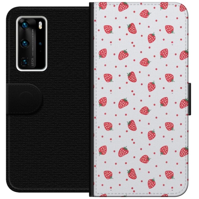 Wallet case for Huawei P40 Pro with Strawberries design