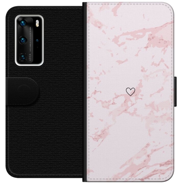 Wallet case for Huawei P40 Pro with Pink Heart design