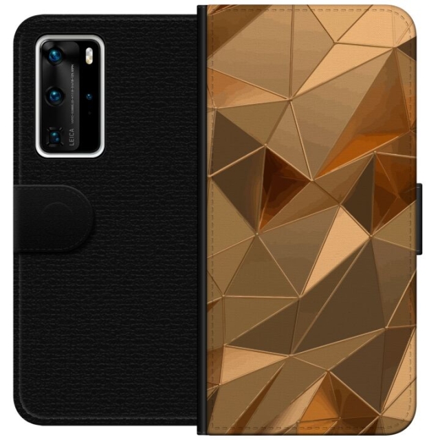 Wallet case for Huawei P40 Pro with 3D Gold design