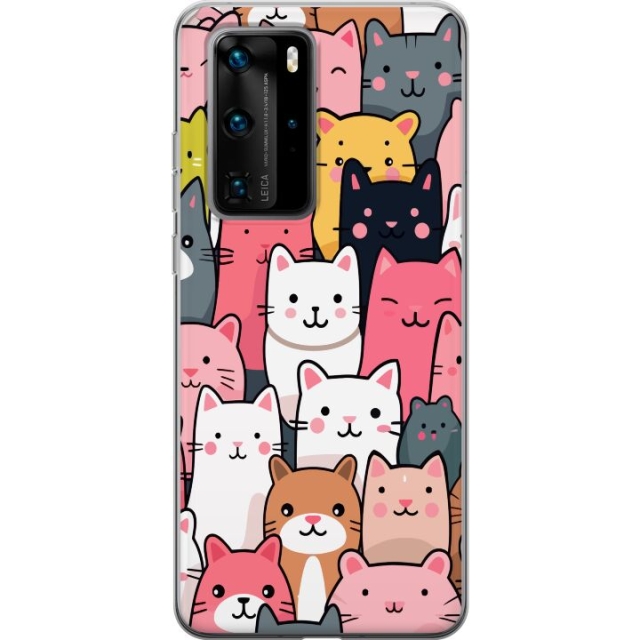 Mobile case for Huawei P40 Pro with Cat pattern design