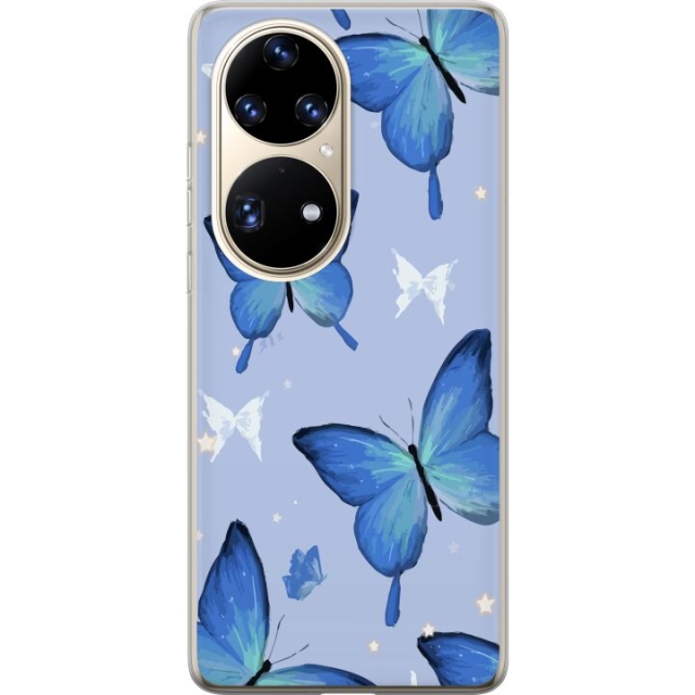 Mobile case for Huawei P50 Pro with Blue butterflies design