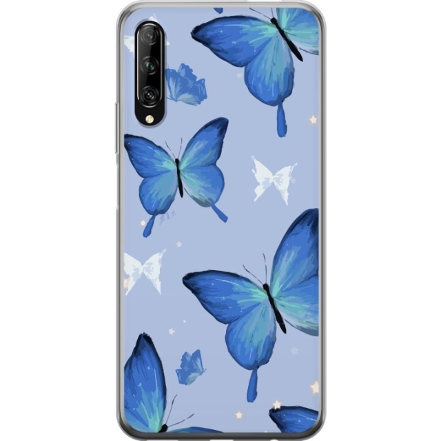 Mobile case for Huawei P smart Pro 2019 with Blue butterflies design