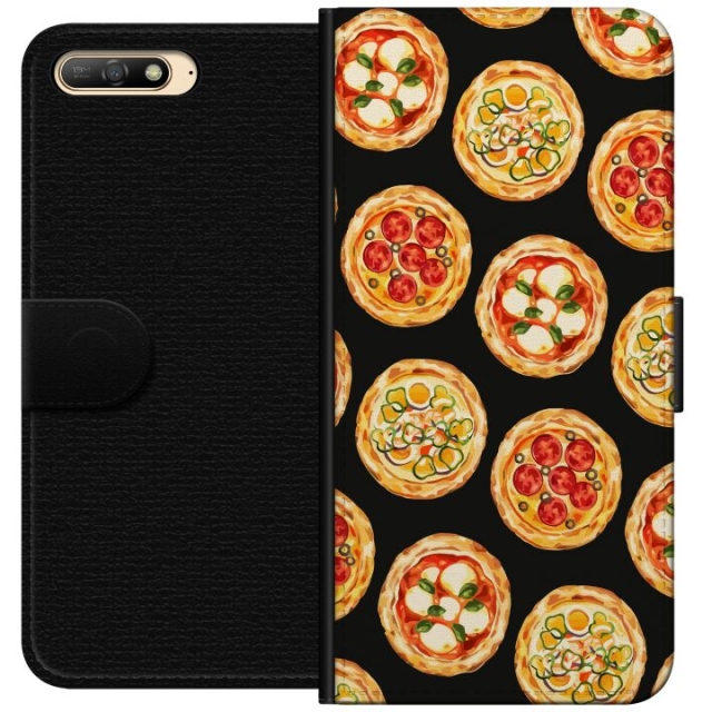 Wallet case for Huawei Y6 (2018) with Pizza design