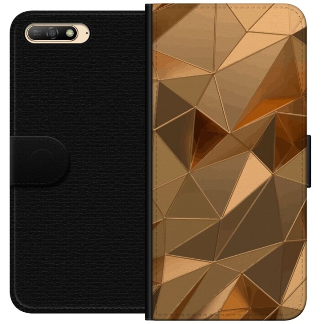 Wallet case for Huawei Y6 (2018) with 3D Gold design