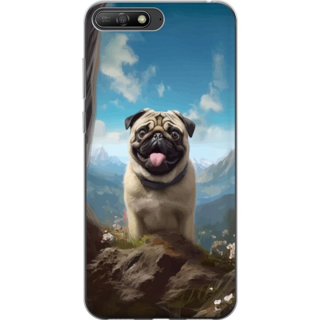 Mobile case for Huawei Y6 (2018) with Happy Dog design