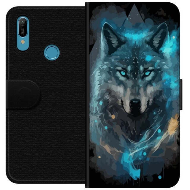 Wallet case for Huawei Y6 (2019) with Wolf design