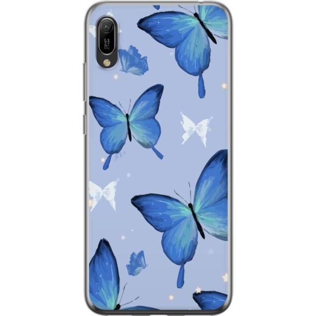 Mobile case for Huawei Y6 Pro (2019) with Blue butterflies design