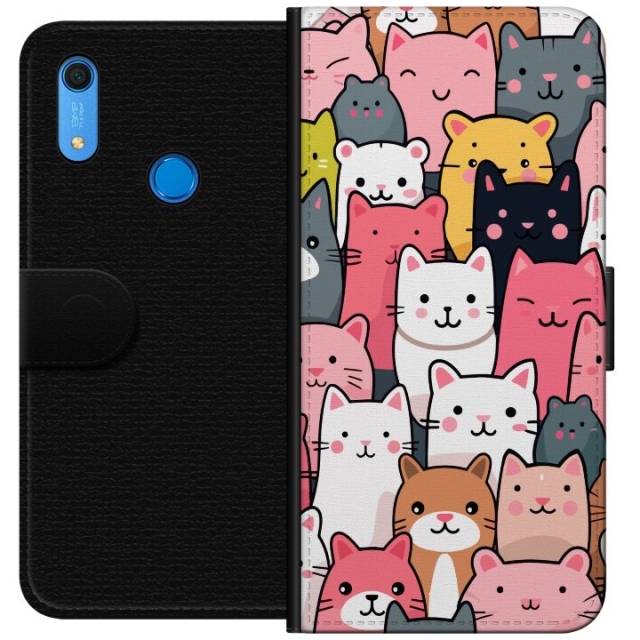 Wallet case for Huawei Y6s (2019) with Cat pattern design