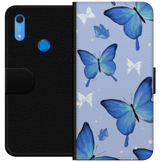 Wallet case for Huawei Y6s (2019) with Blue butterflies design
