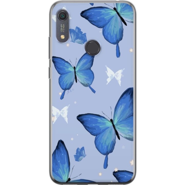 Mobile case for Huawei Y6s (2019) with Blue butterflies design