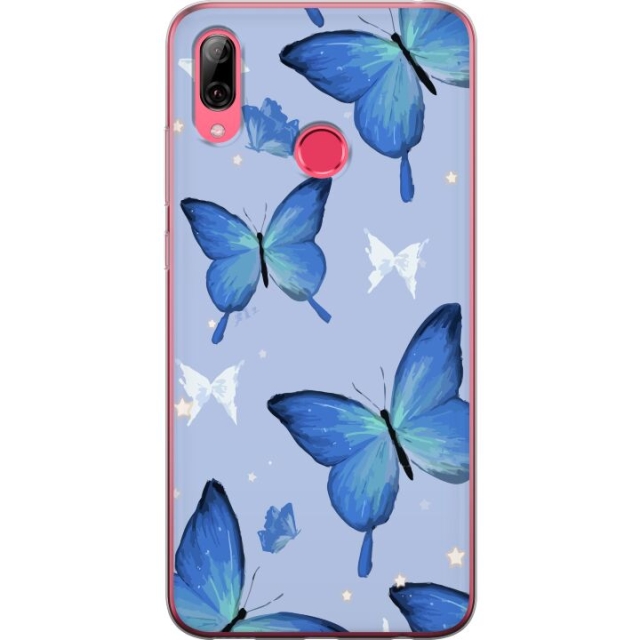 Mobile case for Huawei Y7 (2019) with Blue butterflies design