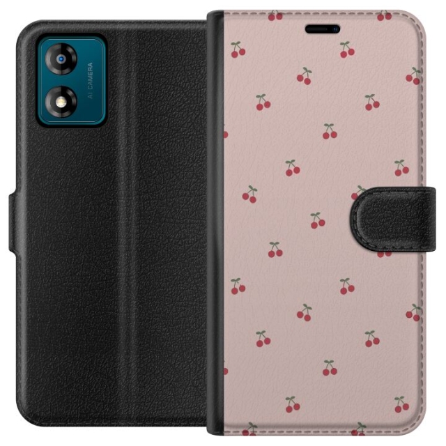 Wallet case for Motorola Moto E13 with Cherry design