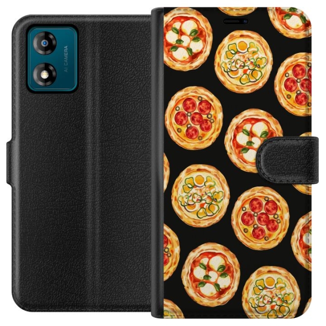Wallet case for Motorola Moto E13 with Pizza design