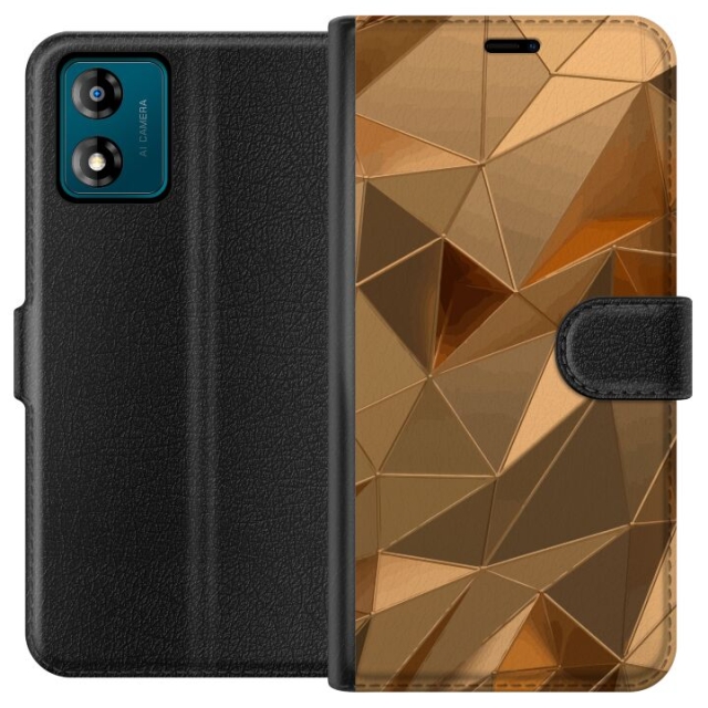 Wallet case for Motorola Moto E13 with 3D Gold design