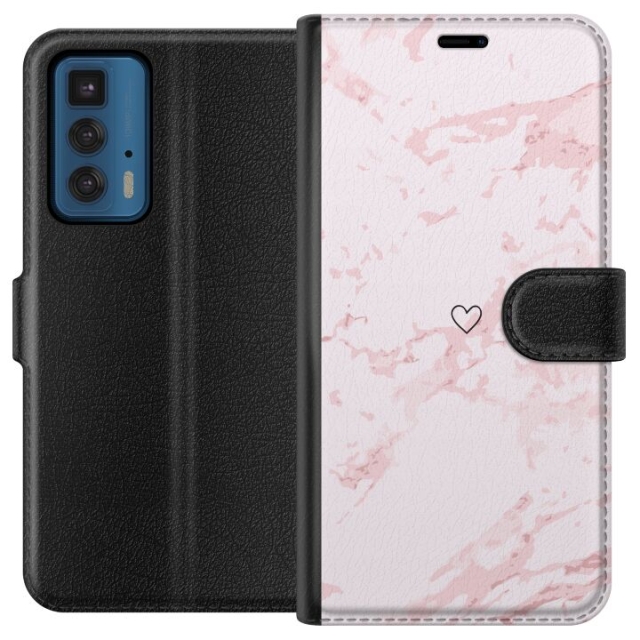 Wallet case for Motorola Edge 20 Pro with Pink Heart design