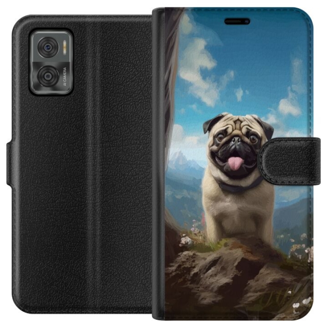 Wallet case for Motorola Moto E22i with Happy Dog design