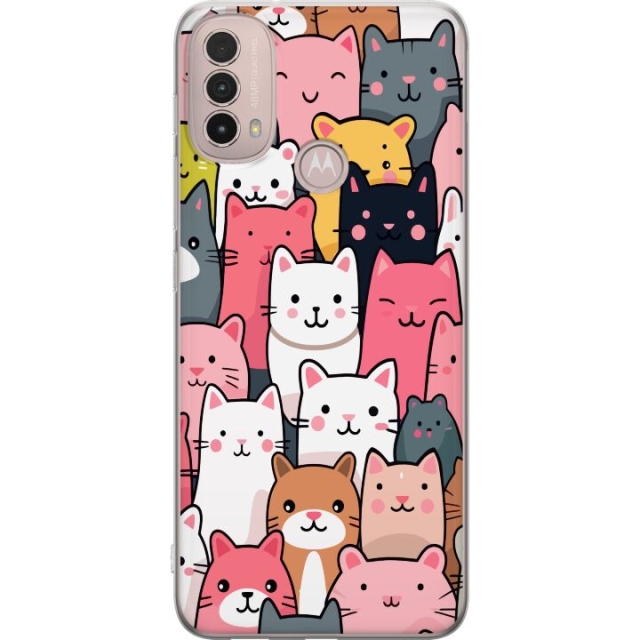 Mobile case for Motorola Moto E40 with Cat pattern design