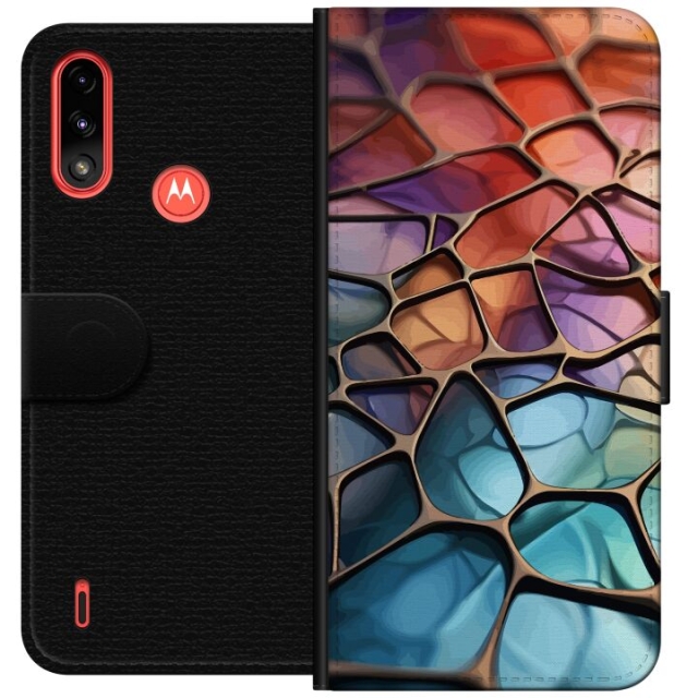 Wallet case for Motorola Moto E7 Power with Metallic pattern design