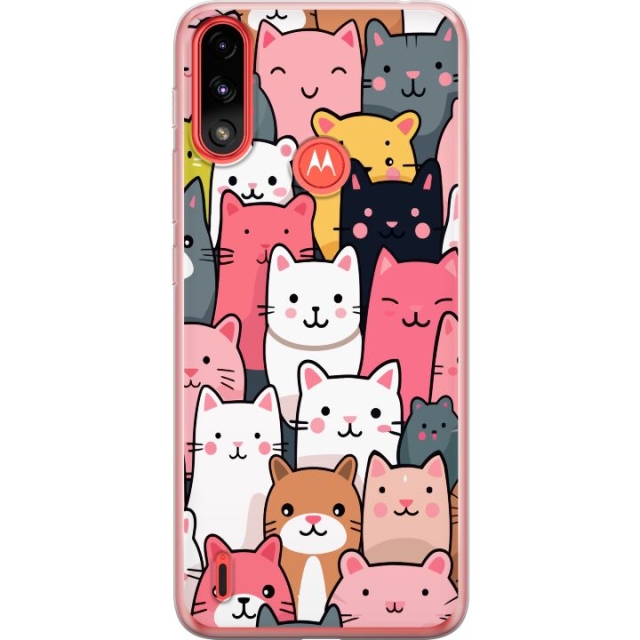 Mobile case for Motorola Moto E7 Power with Cat pattern design