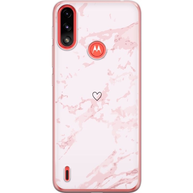 Mobile case for Motorola Moto E7 Power with Pink Heart design