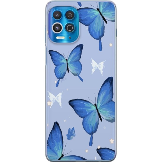 Mobile case for Motorola Edge S with Blue butterflies design