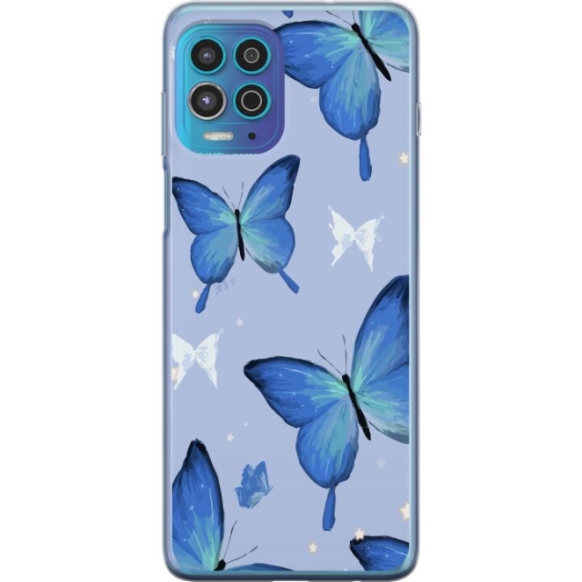 Mobile case for Motorola Moto G100 with Blue butterflies design
