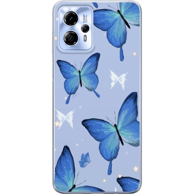 Mobile case for Motorola Moto G13 with Blue butterflies design