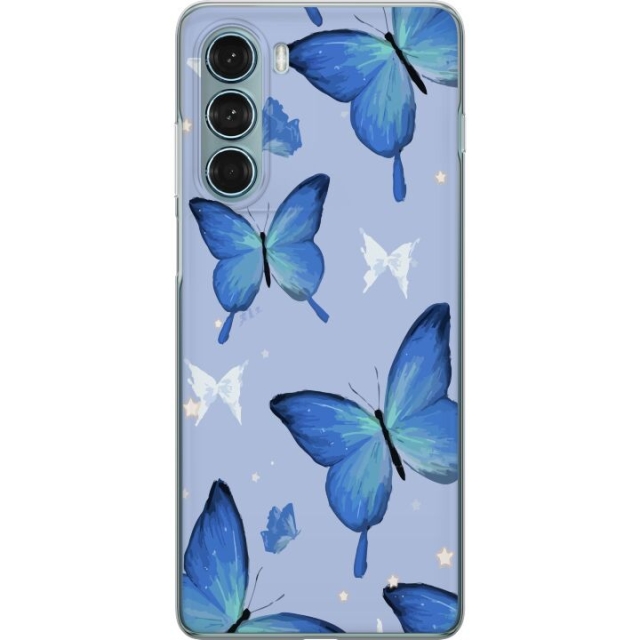 Mobile case for Motorola Moto G200 5G with Blue butterflies design