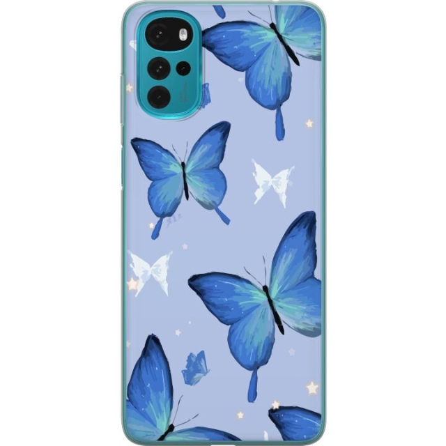 Mobile case for Motorola Moto G22 with Blue butterflies design