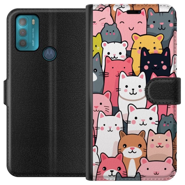 Wallet case for Motorola Moto G50 with Cat pattern design
