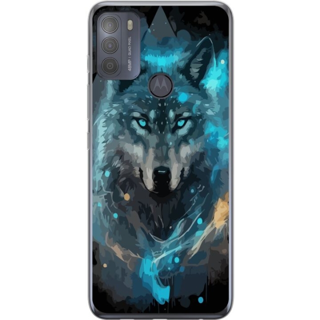 Mobile case for Motorola Moto G50 with Wolf design