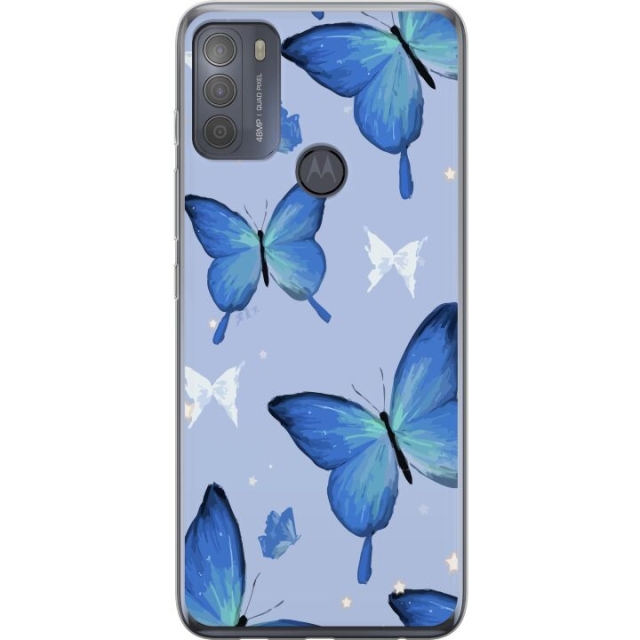 Mobile case for Motorola Moto G50 with Blue butterflies design