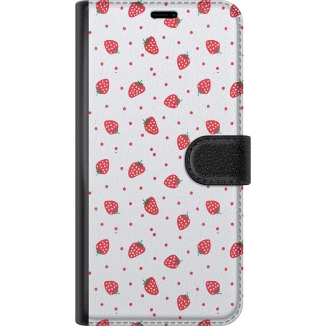 Wallet case for Motorola Moto G54 with Strawberries design