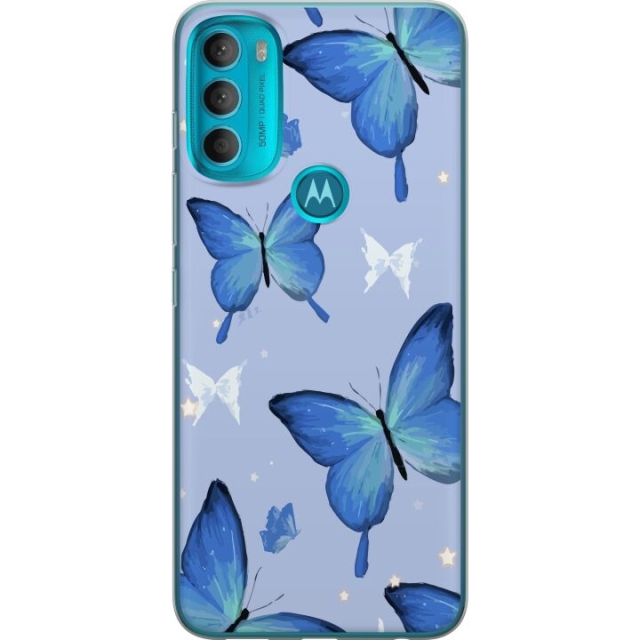 Mobile case for Motorola Moto G71 5G with Blue butterflies design