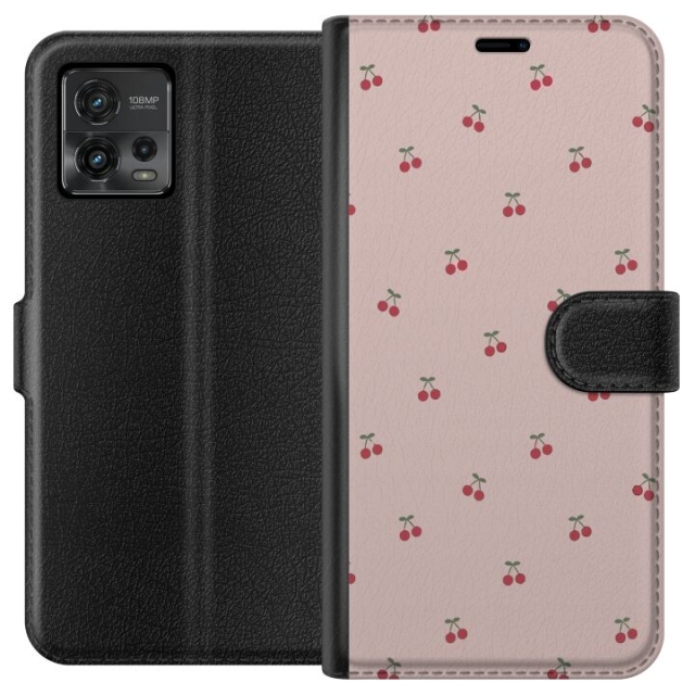 Wallet case for Motorola Moto G72 with Cherry design