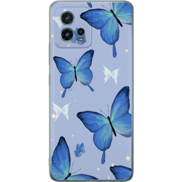 Mobile case for Motorola Moto G72 with Blue butterflies design