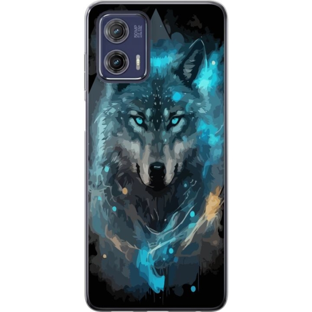 Mobile case for Motorola Moto G73 with Wolf design
