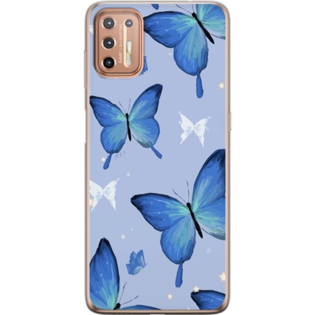 Mobile case for Motorola Moto G9 Plus with Blue butterflies design