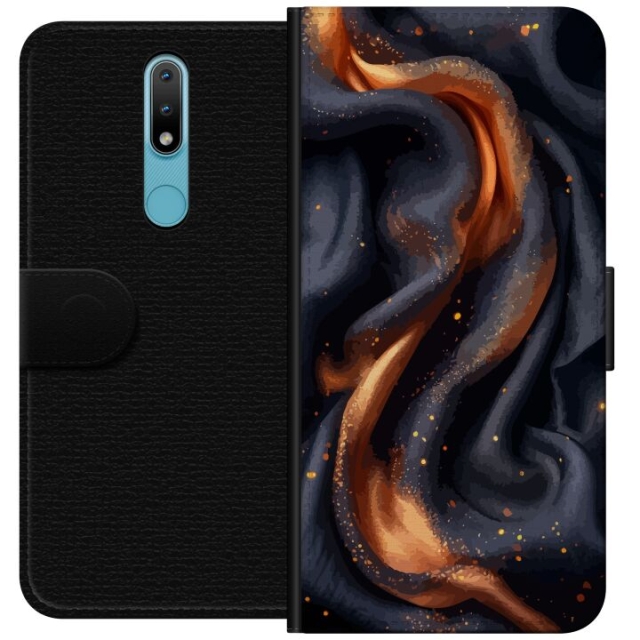 Wallet case for Nokia 2.4 with Fiery silk design
